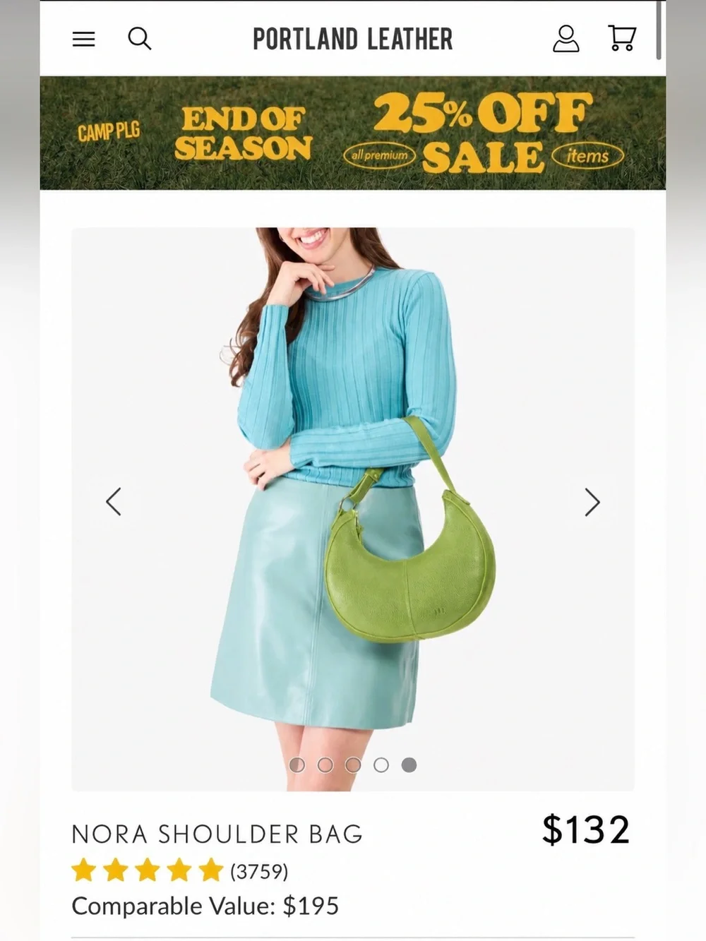Portland Leather Goods Nora Shoulder Bag in Wasabi